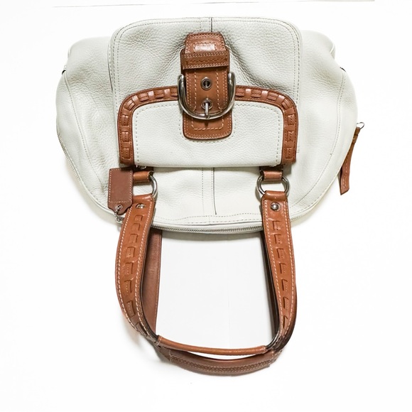 Coach Y2K SoHo Courtney Domed Buckle Satchel Soft Pebble White Leather - Picture 10 of 16